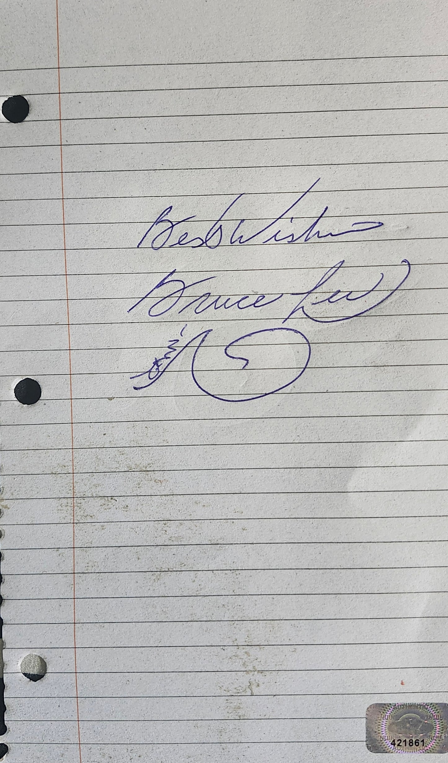 BRUCE LEE Signed Paper Cut COA hologram