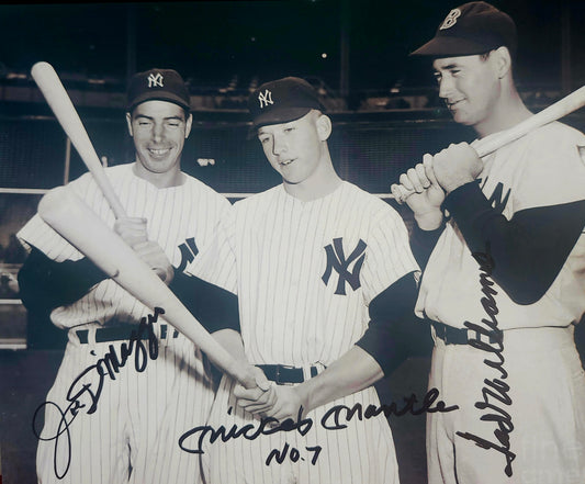 MICKEY MANTLE  JOE DIMAGGIO TED WILLIAMS signed autographed photo COA Hologram