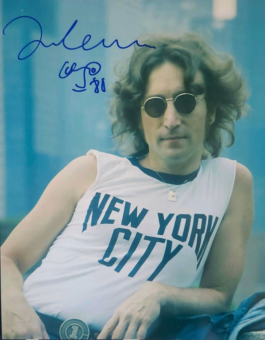 John Lennon sign New York City Photo blue marker Boston memorabilia