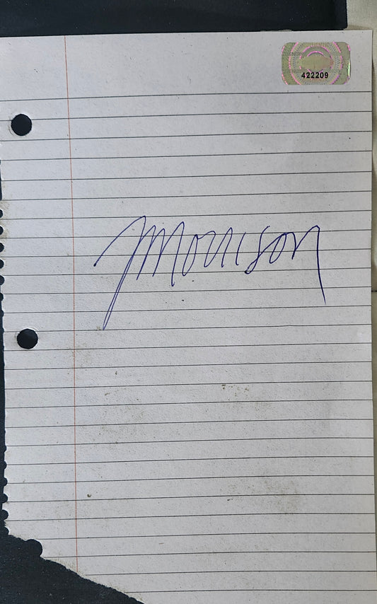 JIM MORRISON Signed Paper  COA Hologram