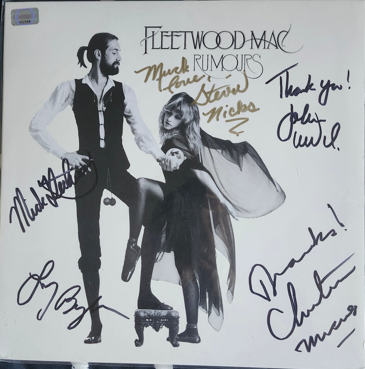 Fleetwood Mac Band signed rumours album gold and black COA hologram