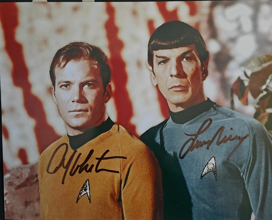 WILLIAM SHATNER LEONARD NIMOY star trek signed photo COA Hologram