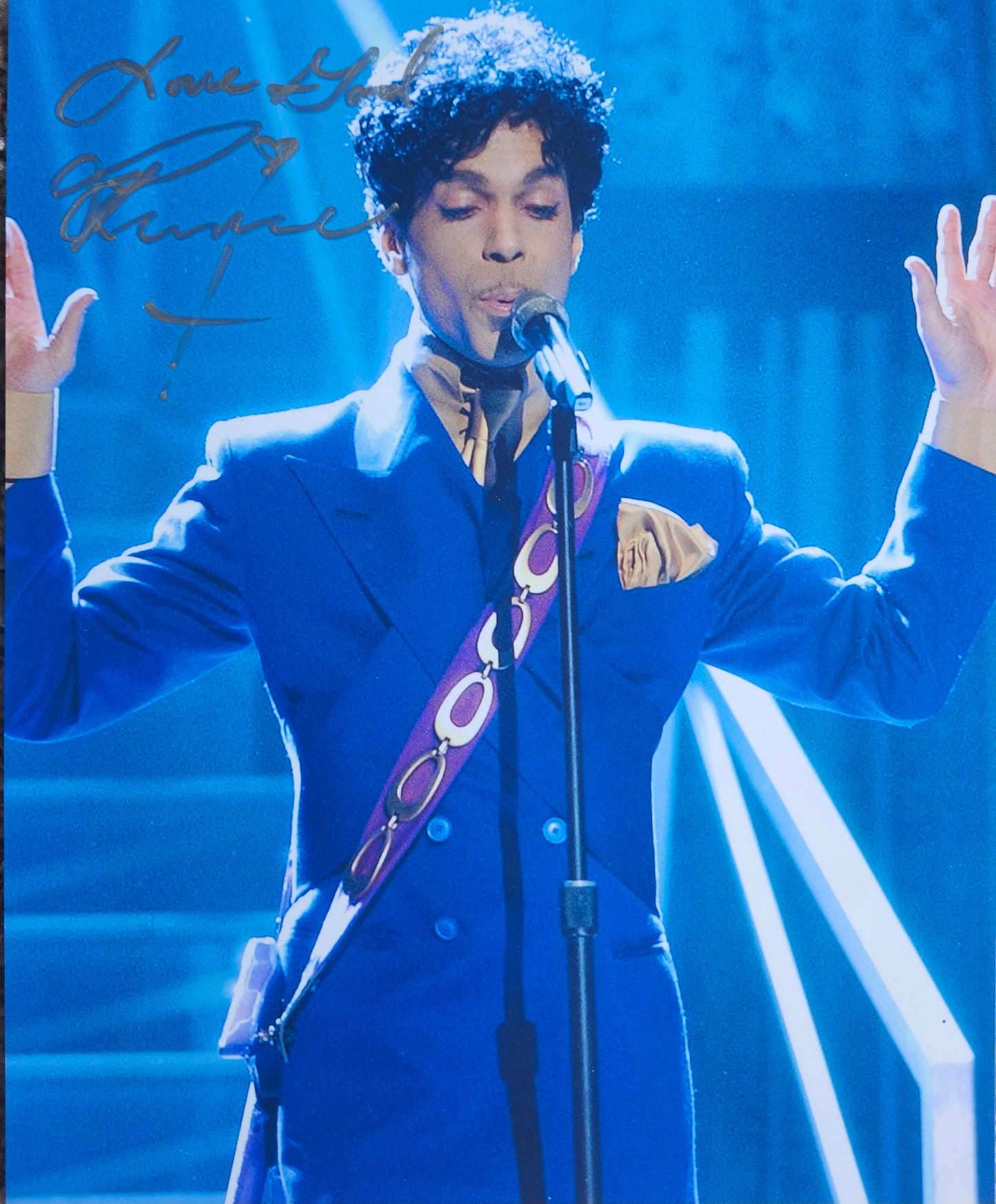Prince signed autographed photo purple background