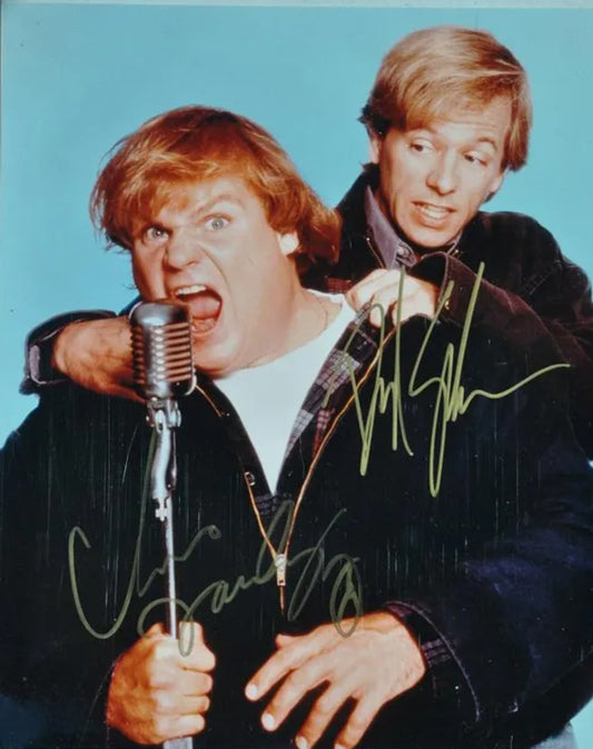 Chris Farley David Spade Signed Photo Gold Marker COA Hologram