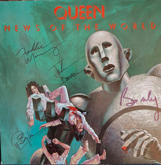 Queen band signed album News of the World by Boston memorabilia