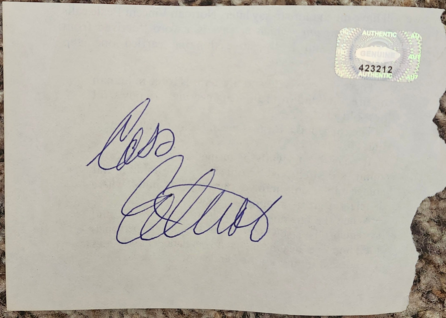 Cass Elliott signed paper cut blue ballpoint pen Boston memorabilia