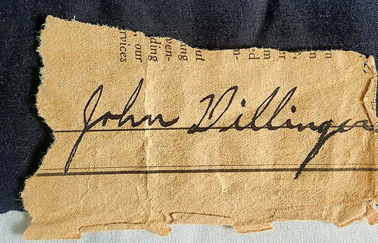 John Dillinger signed paper cut by Boston memorabilia