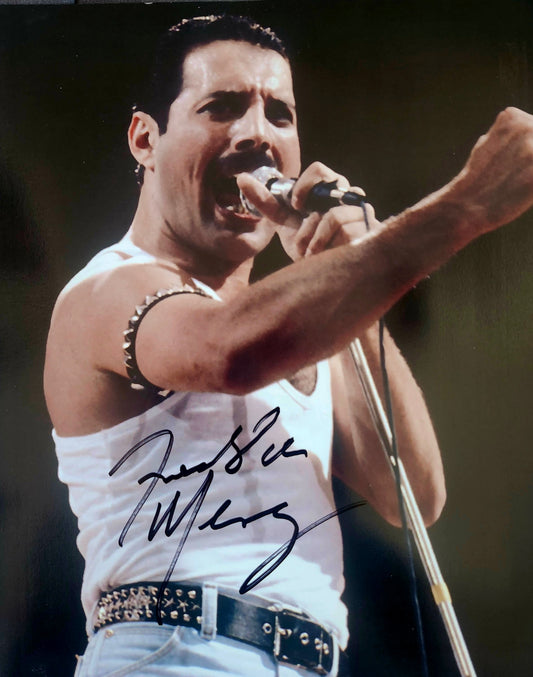 FREDDIE MERCURY signed autographed photo live aid COA Hologram
