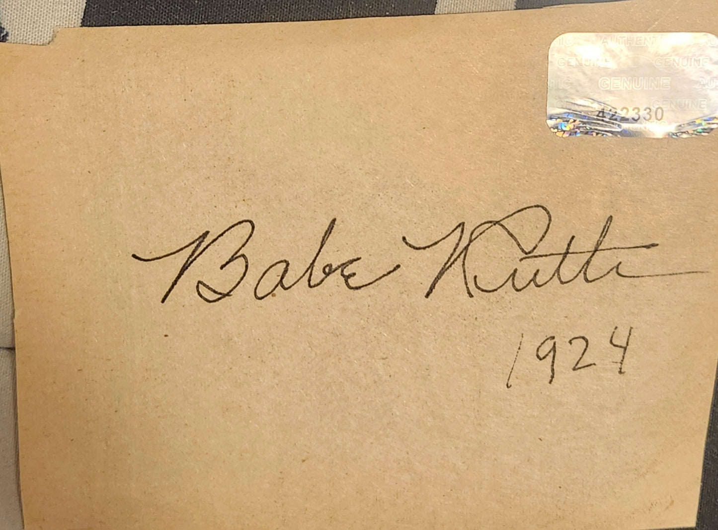 BABE RUTH Signed Paper Cut PDX 1924 COA Hologram