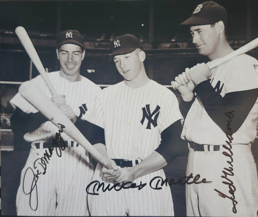 MICKEY MANTLE  JOE DIMAGGIO TED WILLIAMS signed autographed photo COA Hologram