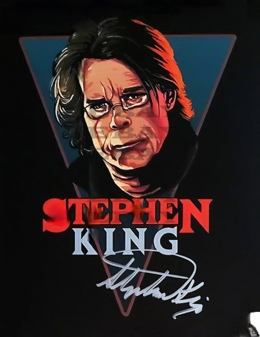 Stephen King signed photo in silver Sharpie cartoon image Boston memorabilia
