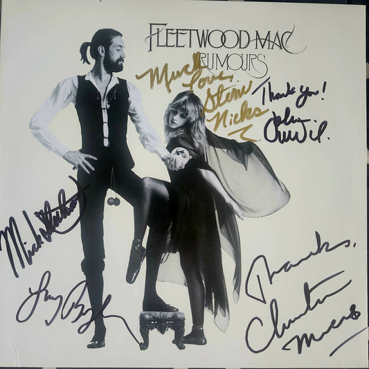 Fleetwood Mac Band signed rumours album gold and black COA hologram