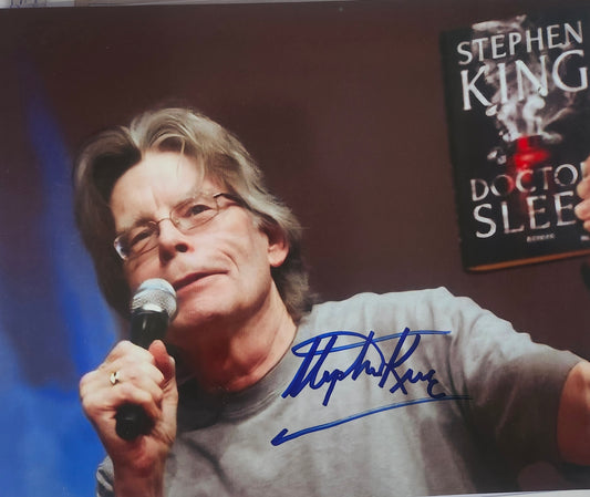 STEPHEN KING Signed Autographed Photo Blue Marker Face COA Hologram