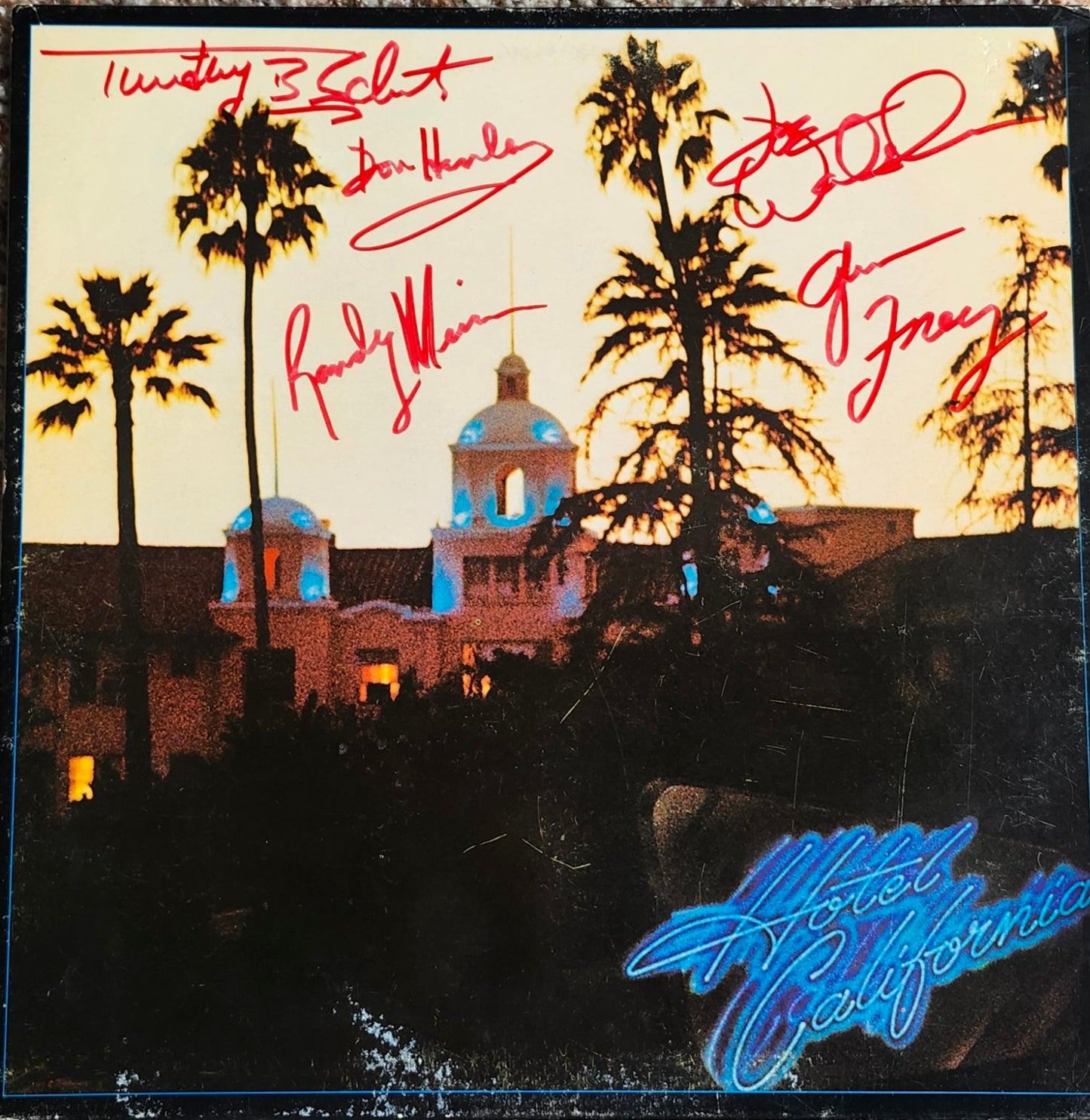 THE EAGLES band signed autographed album Hotel California blue marker COA Hologram