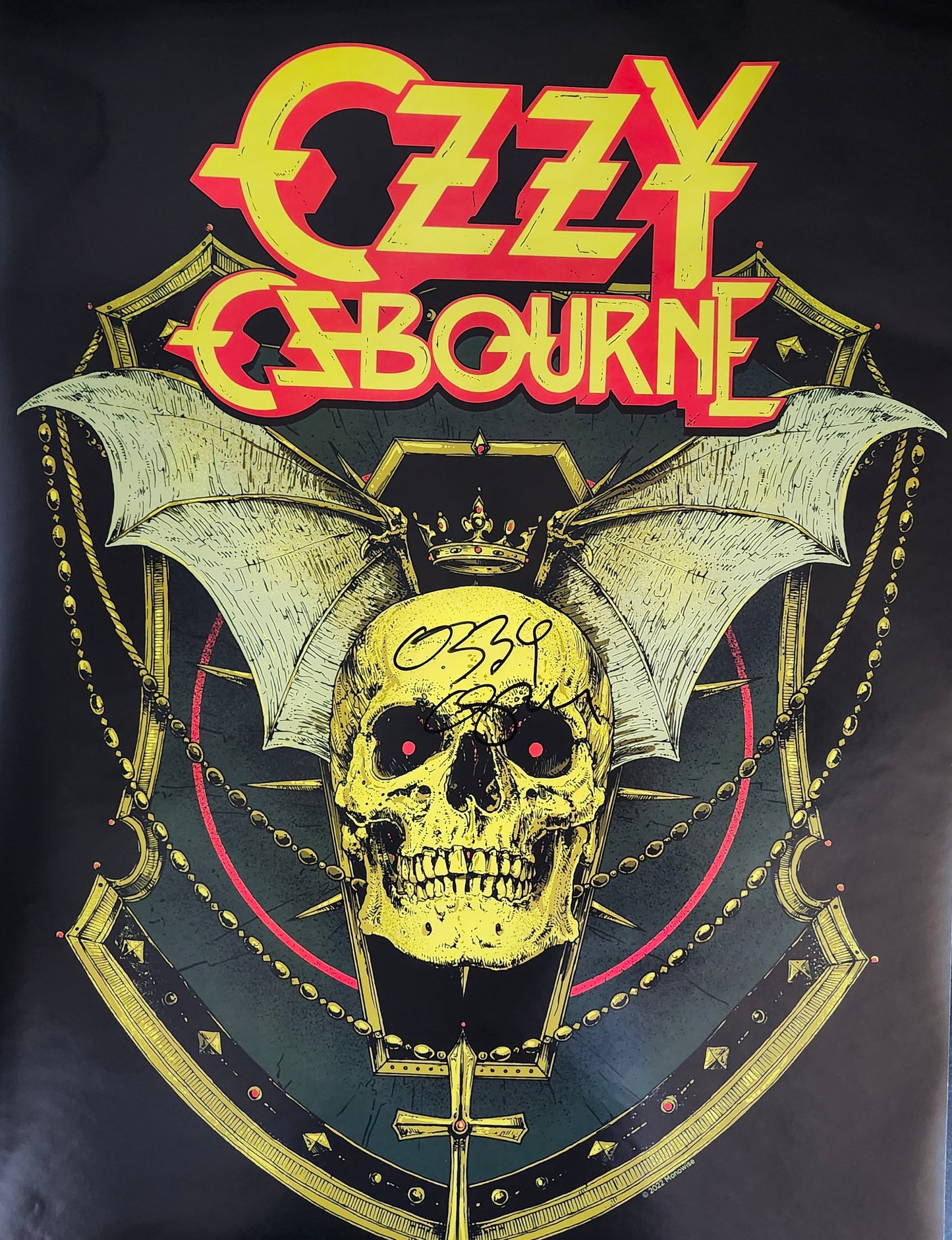 Ozzy Osbourne signed poster skull Boston memorabilia