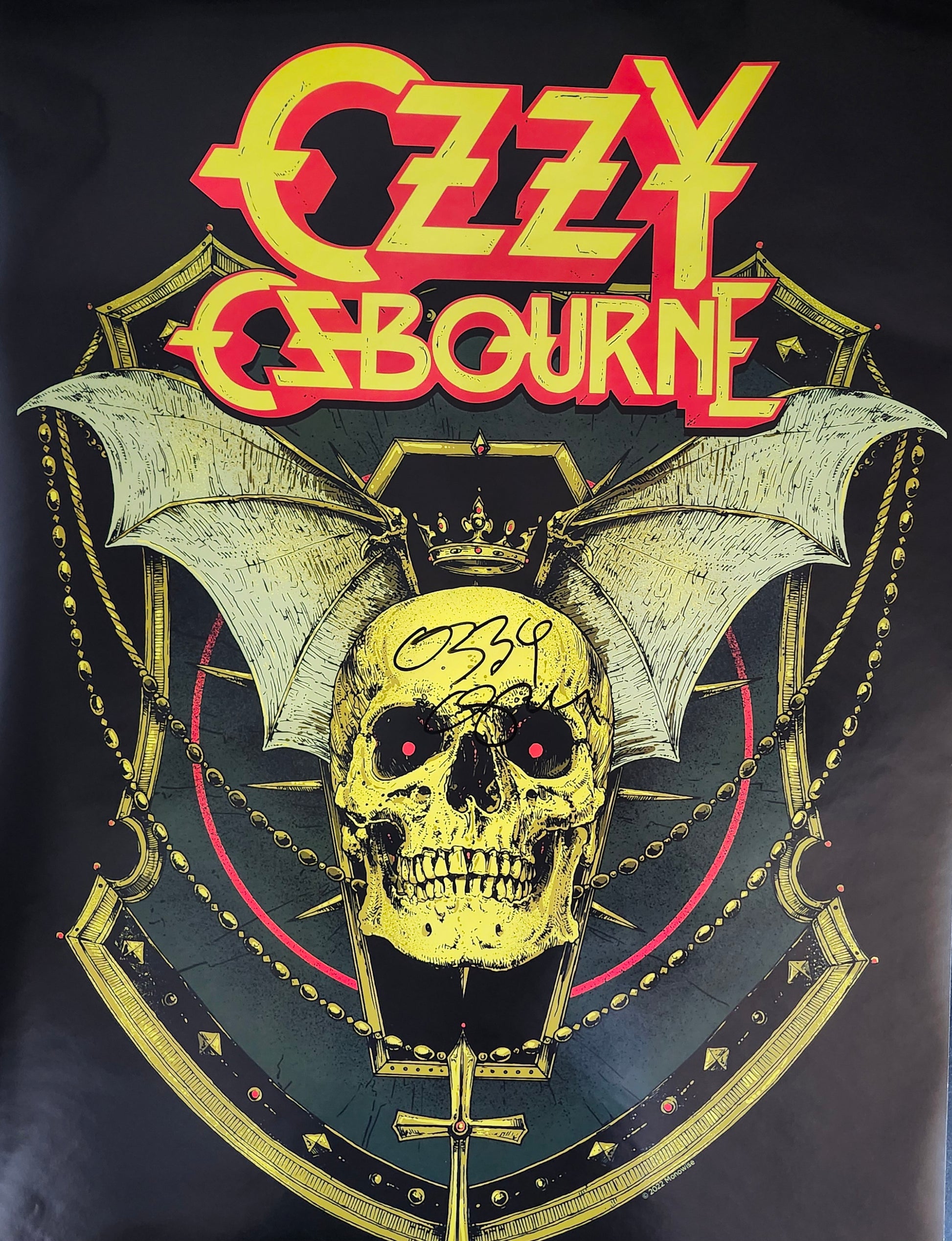 Ozzy Osbourne signed poster skull Boston memorabilia