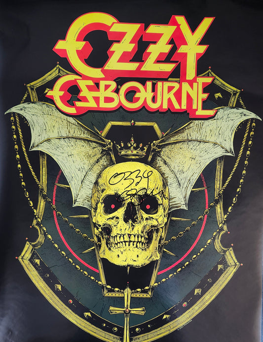 Ozzy Osbourne signed poster skull Boston memorabilia