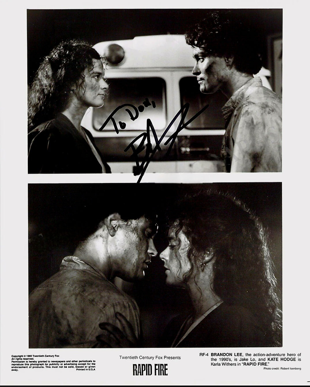 Brandon Lee signed photo Rapid Fire by Boston memorabilia