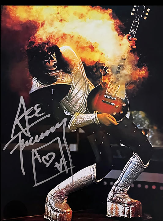 Ace Frehley signed photo action on stage Boston memorabilia