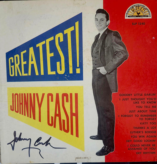 Johnny Cash signed album greatest by Boston memorabilia