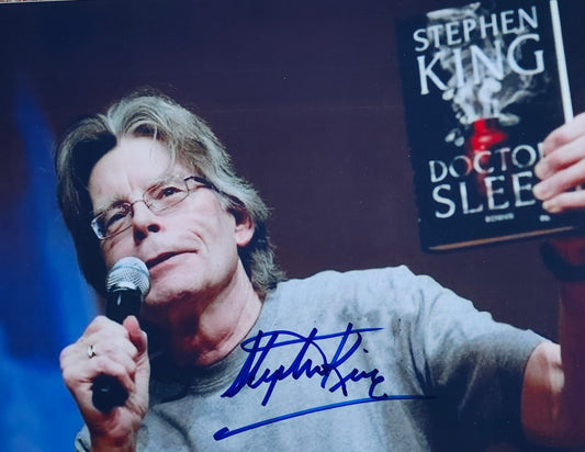 STEPHEN KING Signed Autographed Photo Blue Marker Face COA Hologram