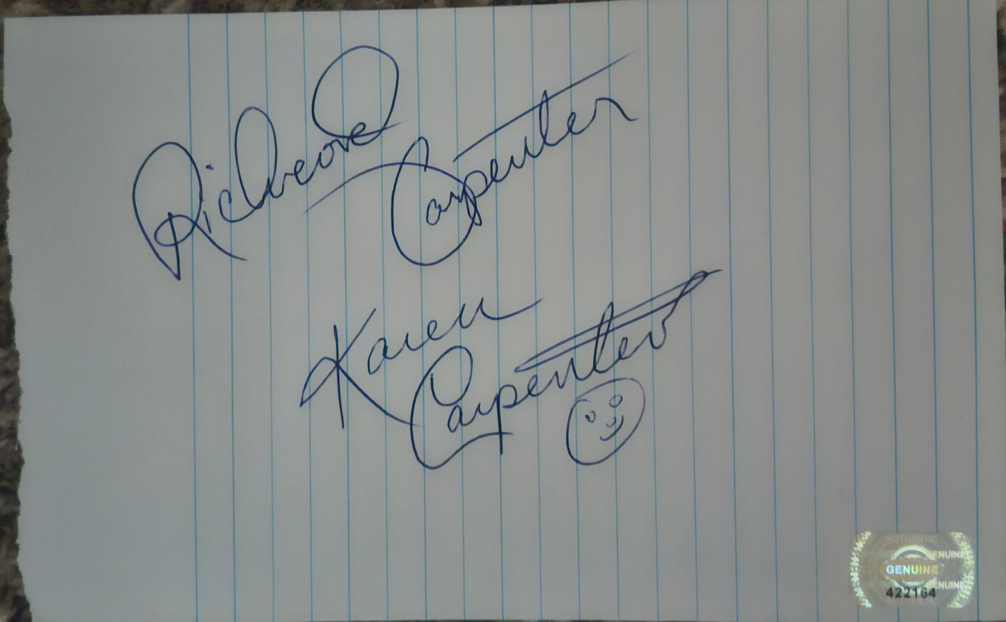 THE CARPENTERS Signed Paper Cut COA Hologram