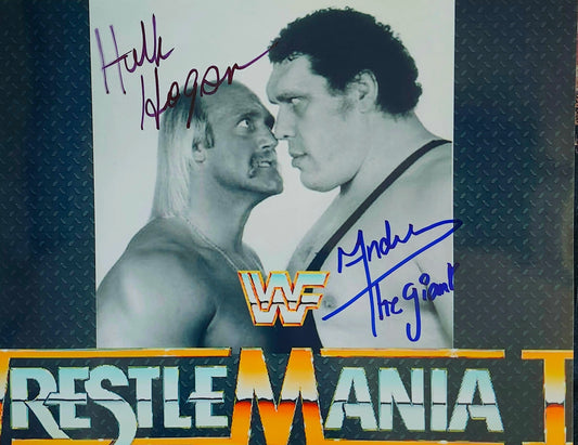 Andre the Giant Hulk Hogan signed photo and blue and black marker by Boston memorabilia