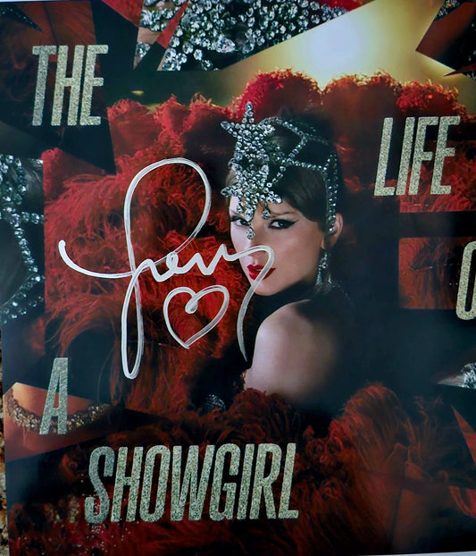 Taylor Swift signed album the life of a showgirl red cover by Boston memorabilia