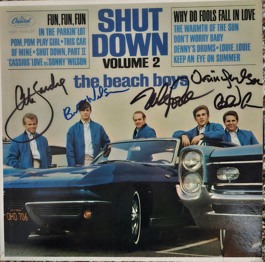 The Beach Boys signed album shut down blue and black marker by Boston memorabilia