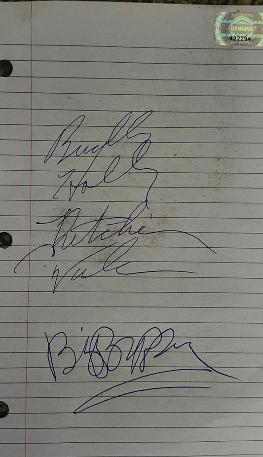 BUDDY HOLLY RITCHIE VALENS BIG BOPPER Signed Paper COA Hologram