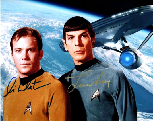 WILLIAM SHATNER LEONARD NIMOY star trek signed photo COA Hologram