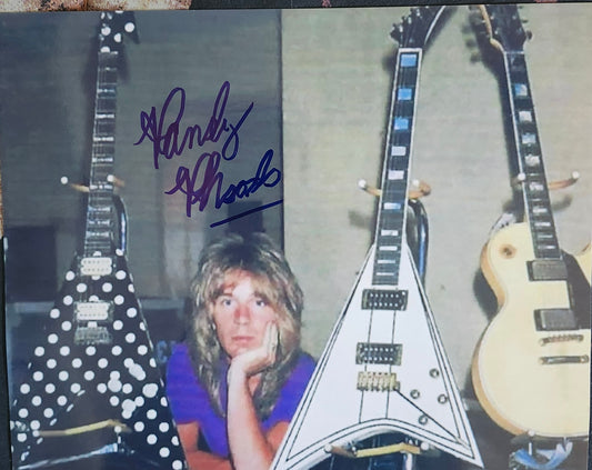 Randy Rhoads signed photo with guitars by Boston memorabilia