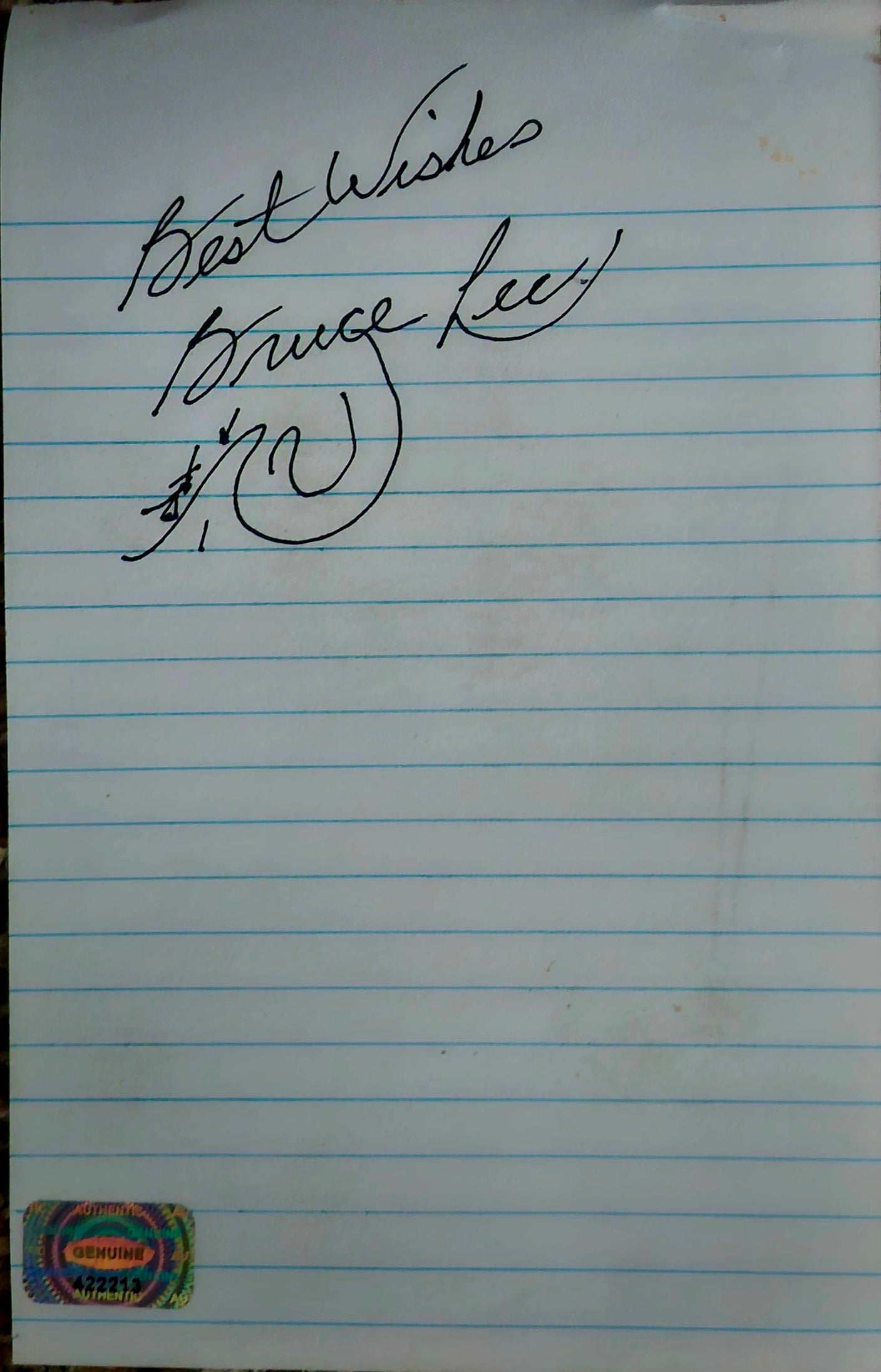 BRUCE LEE Signed Paper Cut COA hologram