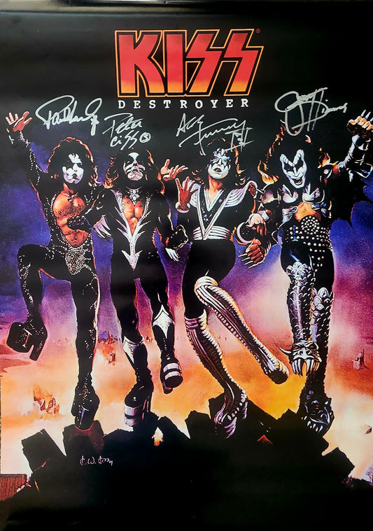 Kiss band signed poster by Boston memorabilia