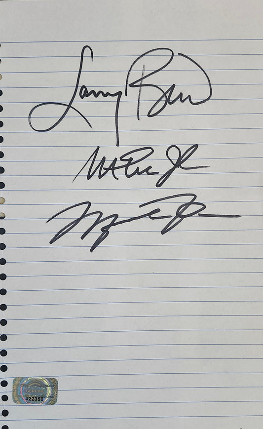 Michael Jordan, Bird, Magic Signed Paper COA Hologram