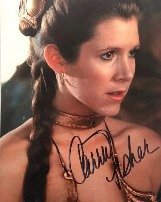 Carrie Fisher signed photo Star Wars Princess Leia face pic by Boston memorabilia