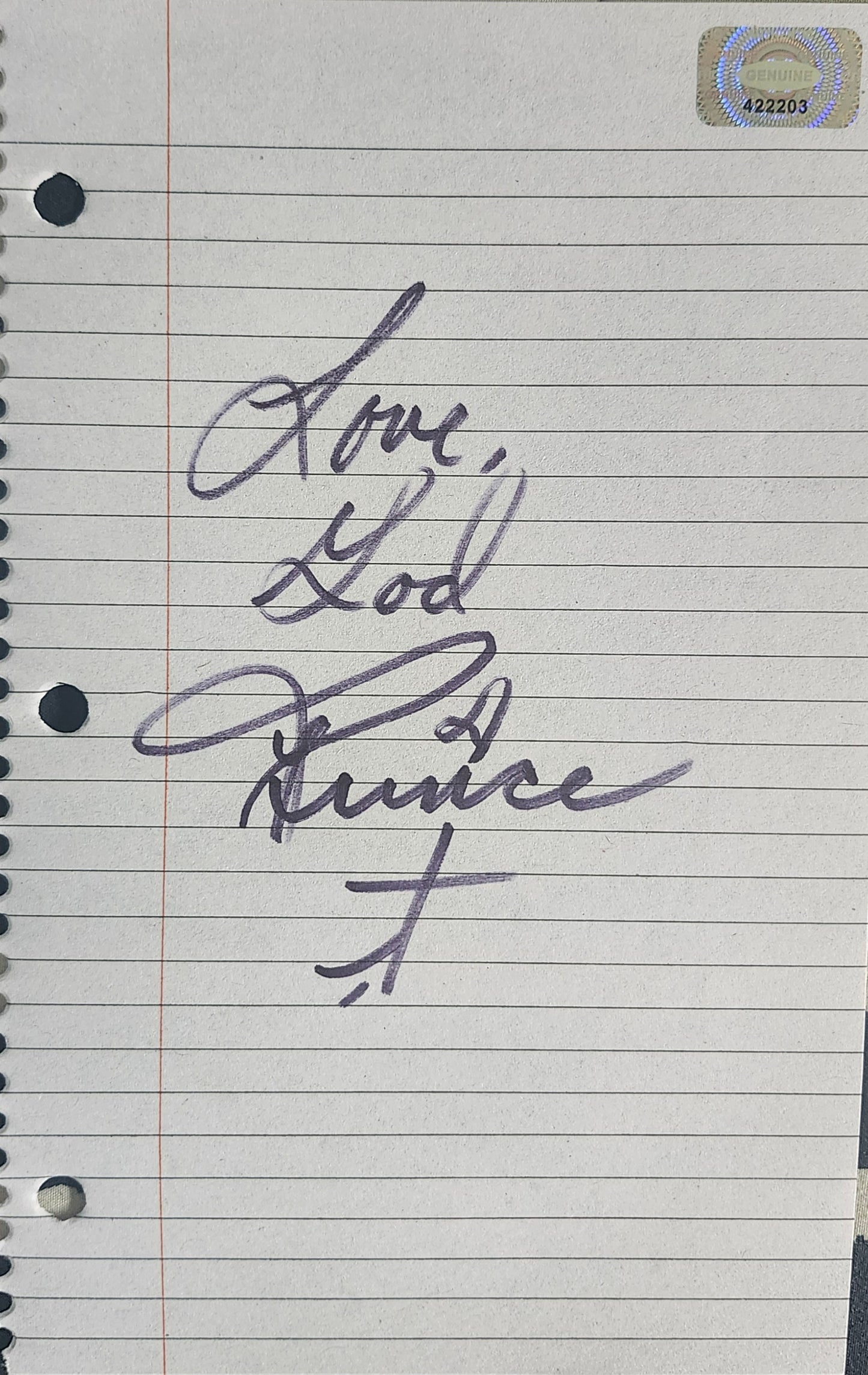 PRINCE Signed Paper Cut COA Hologram
