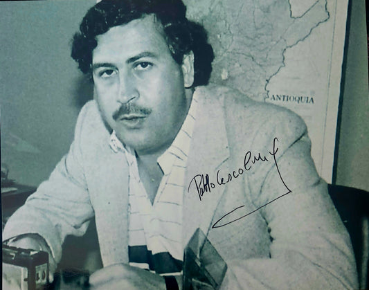 Pablo Escobar signed photo by Boston memorabilia
