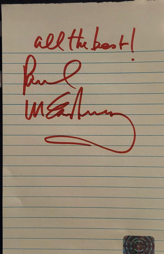 PAUL McCARTNEY Signed Photo Paper Cut COA Hologram Smiley