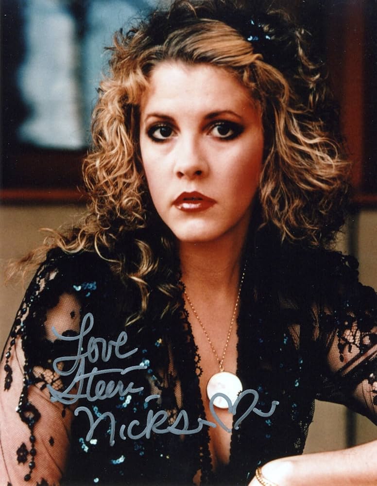 Stevie Nicks signed photo black dress silver marker