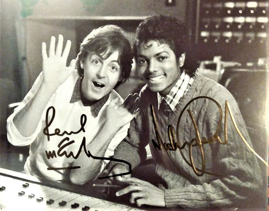 PAUL McCARTNEY MICHAEL JACKSON signed autographed photo COA Hologram Beckett Autographs