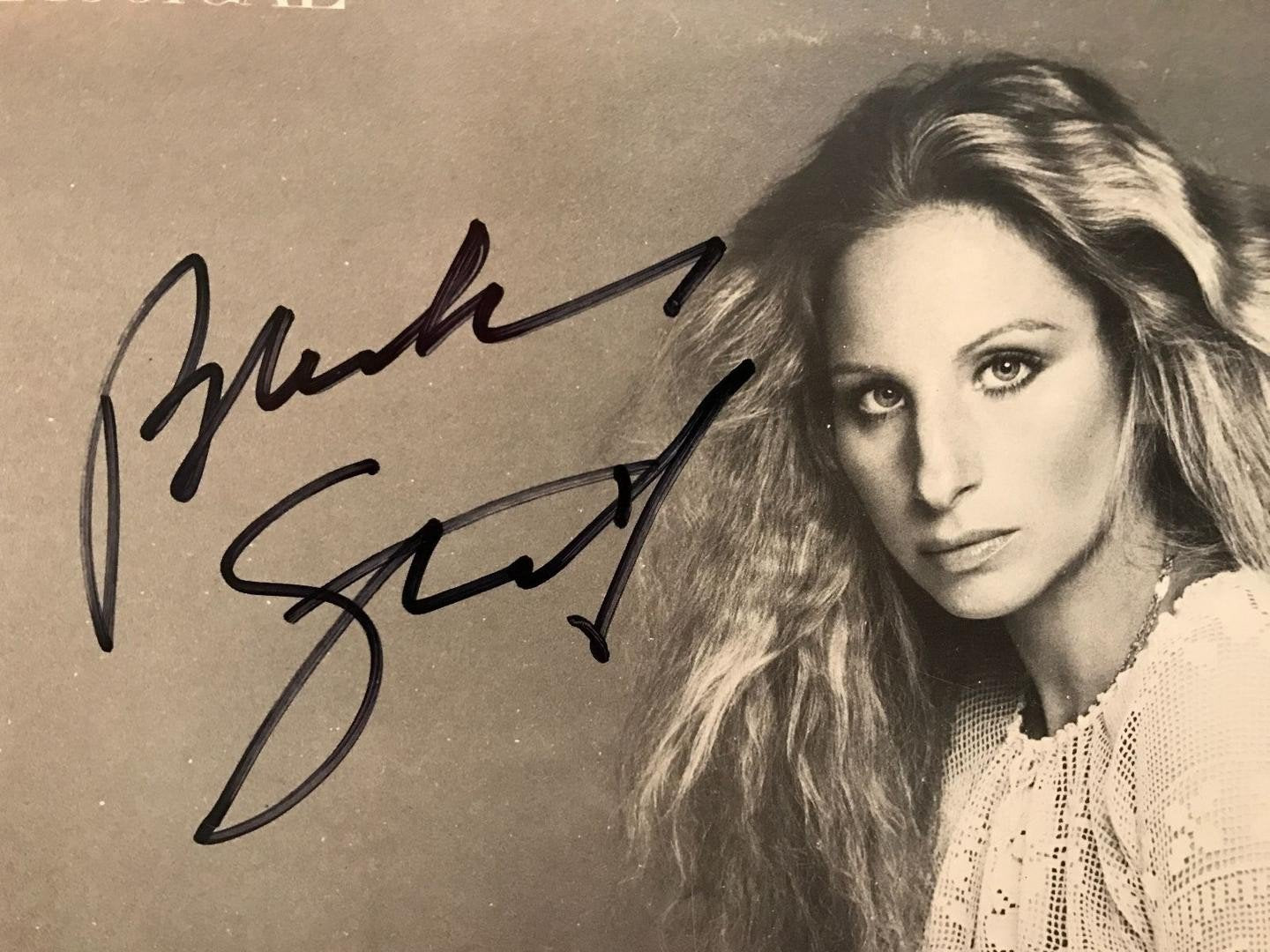 Barbra Streisand signed photo young face