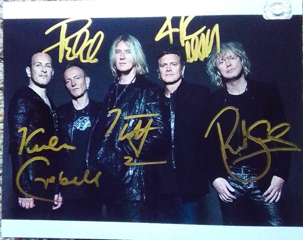 DEF LEPPARD BAND signed autographed photo COA Hologram Beckett Autographs