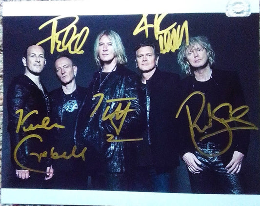 DEF LEPPARD BAND signed autographed photo COA Hologram Beckett Autographs