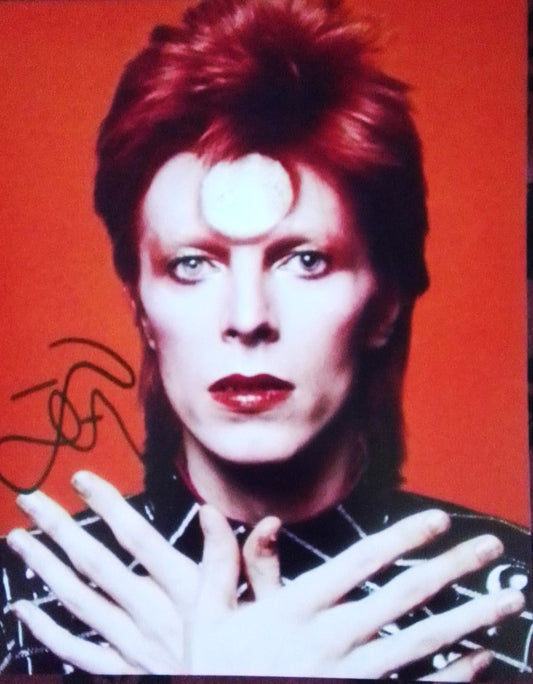 DAVID BOWIE signed autographed photo COA Hologram hands crossed red background