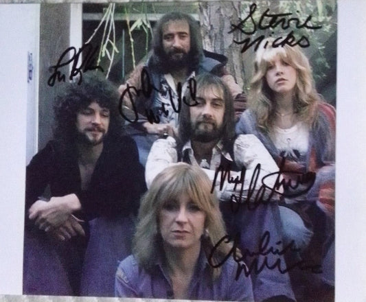 FLEETWOOD MAC BAND signed autographed photo COA Hologram sitting together crowded