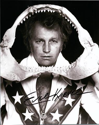 EVEL KNIEVEL signed autographed photo COA Hologram head in shark mouth