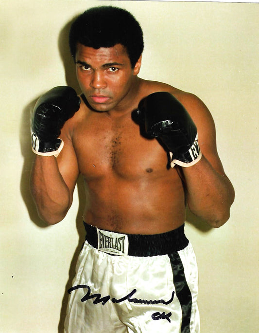 MUHAMMAD ALI signed autographed photo COA Hologram hands up with boxing gloves