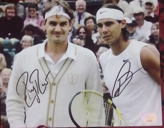 ROGER FEDERER / RAFAEL NADAL signed autographed photo COA Hologram Beckett Autographs