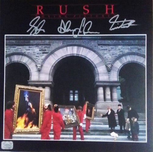 RUSH Band signed autographed album Moving Pictures COA Hologram Beckett Autographs